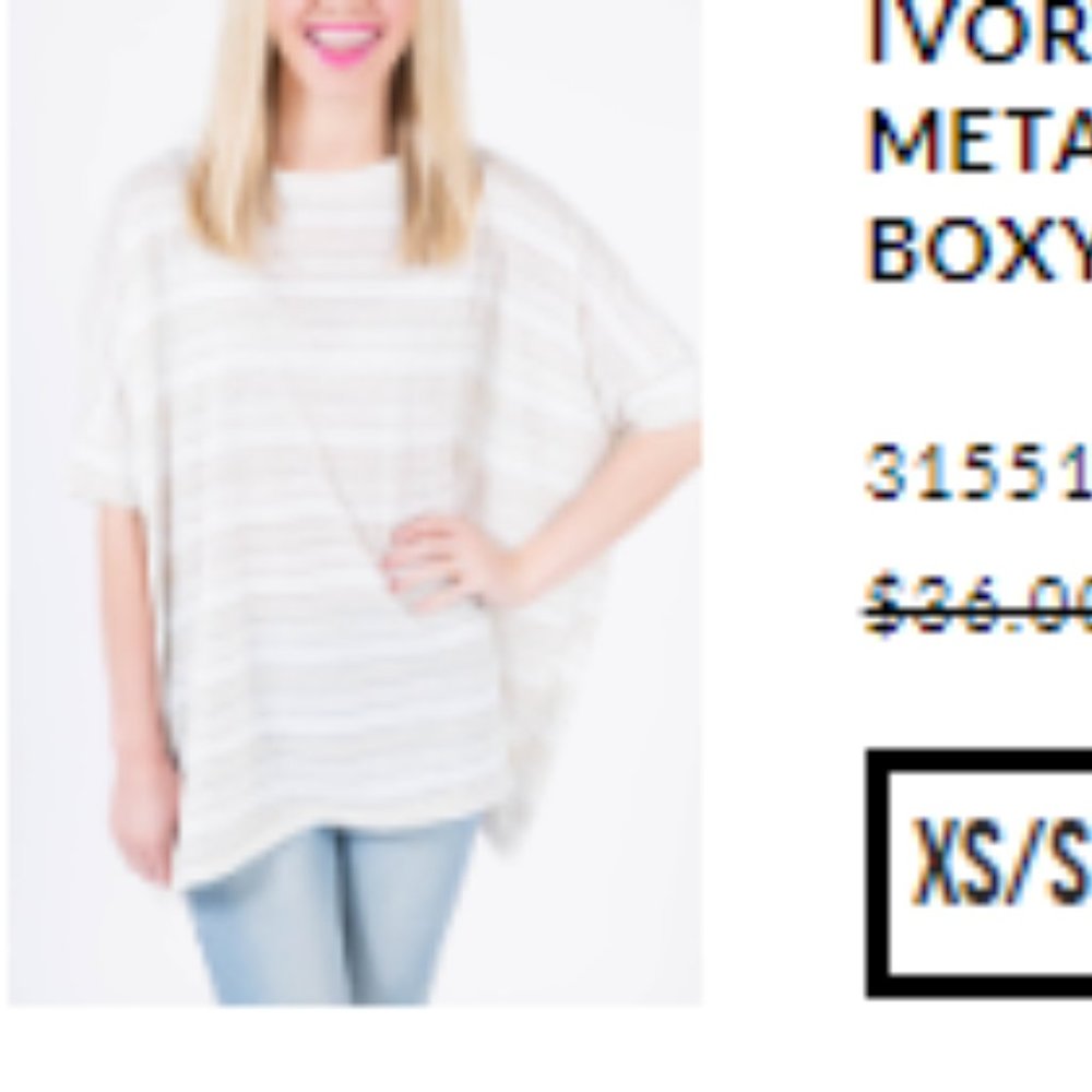 Boxy Tee Oatmeal metallic stripe